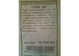 Капуста Слава 1305 0,5г среднеранняя (Аэлита)